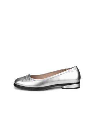 Women's ECCO® Sculpted LX Leather Ballerina - Grey - Outside