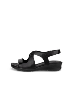 Women's ECCO® Felicia Leather Wedge Sandal - Black - Outside