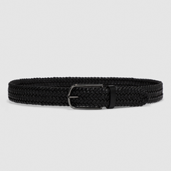 Men's ECCO® Braided Leather Belt - Black - Main