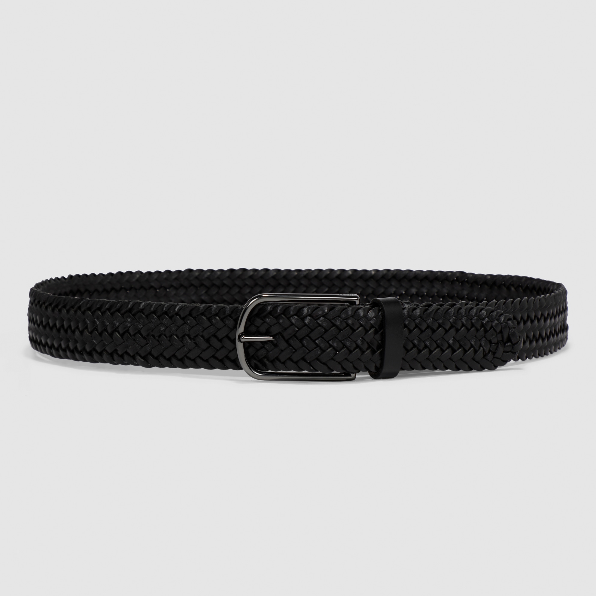 Men's ECCO® Braided Leather Belt - Black - Main