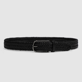 Men's ECCO® Braided Leather Belt - Black - Main