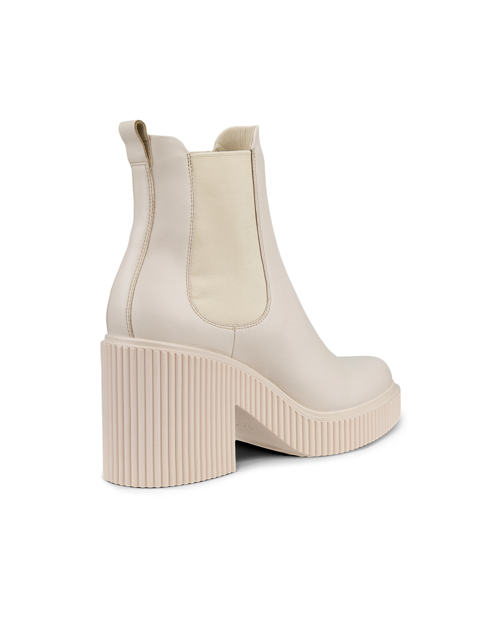 여성용 ECCO Fluted Heel 가죽 첼시 부츠 - Beige - Back