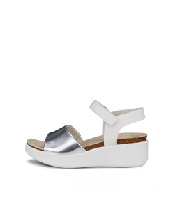 ECCO® Flowt sandale compensée liège et cuir pour femme - Blanc - Outside