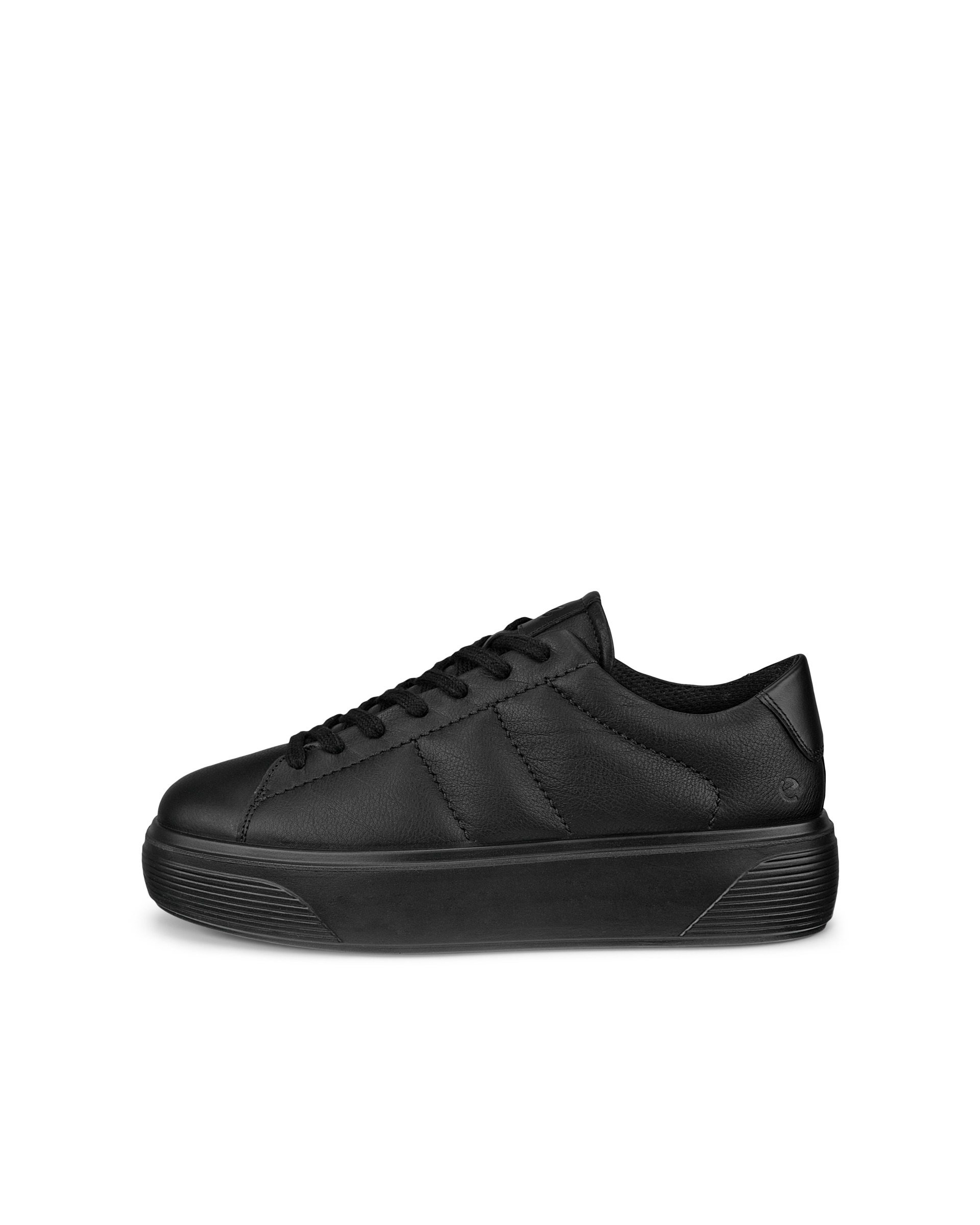 Women's ECCO® Street Platform Leather Platform Sneaker - Black - Outside