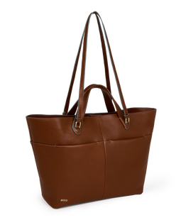 ECCO® Tote Pebbled Leather Tote Bag - Brown - Main