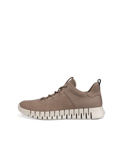 Men's ECCO® Gruuv Nubuck Sneaker - Beige - Outside