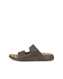 Men's ECCO® Cozmo Nubuck Two Strap Sandal - Brown - Outside