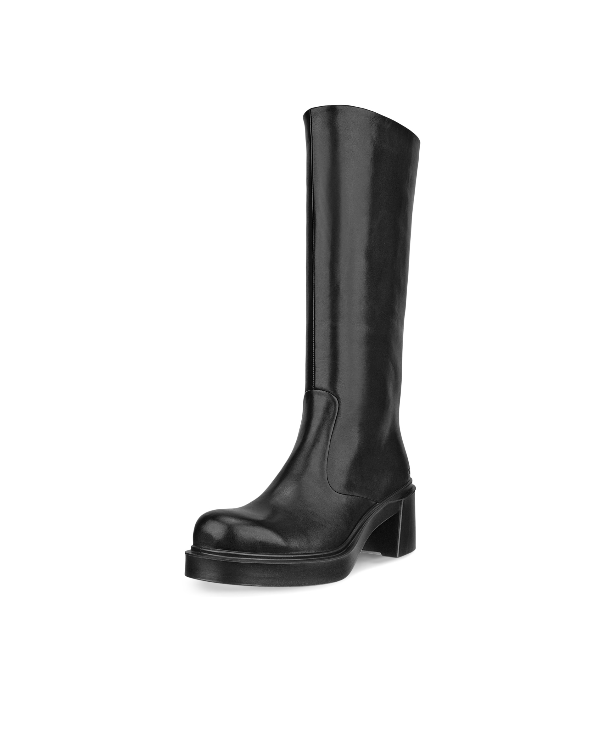 Women's ECCO® Metropole Seoul 45 Leather Block-Heeled High-Cut Boot - Black - Main