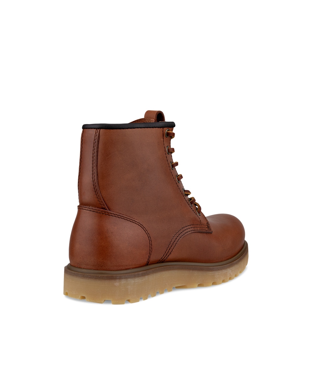 Men's ECCO® Staker Leather Moc-Toe Boot - Brown - Back