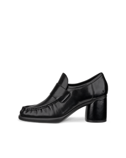 Women's ECCO® Sculpted LX 55 Leather Block-Heeled Loafer - Black - Outside