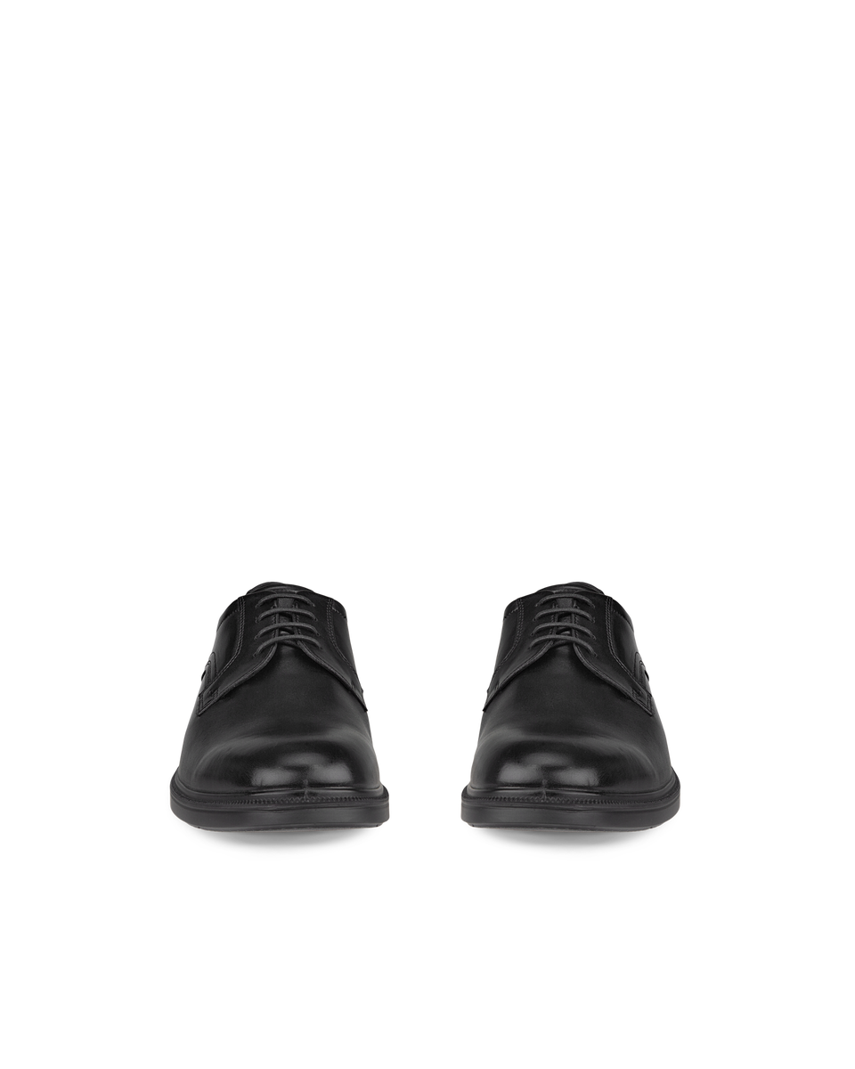 ECCO Men's Lisbon Plain Toe Derby Shoes - Black - Front pair