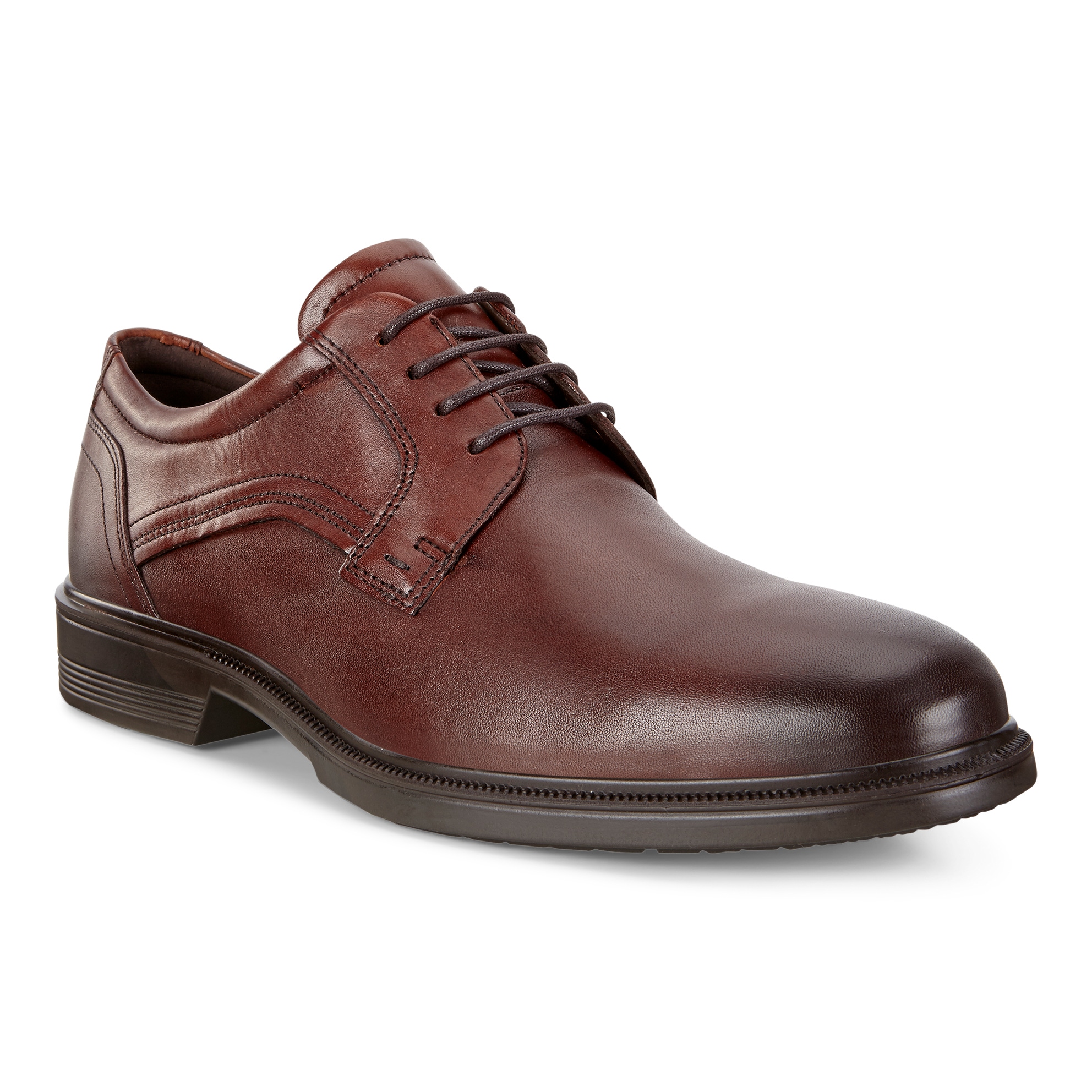 ECCO Lisbon Plain Toe Derby Shoes - Brown - Main