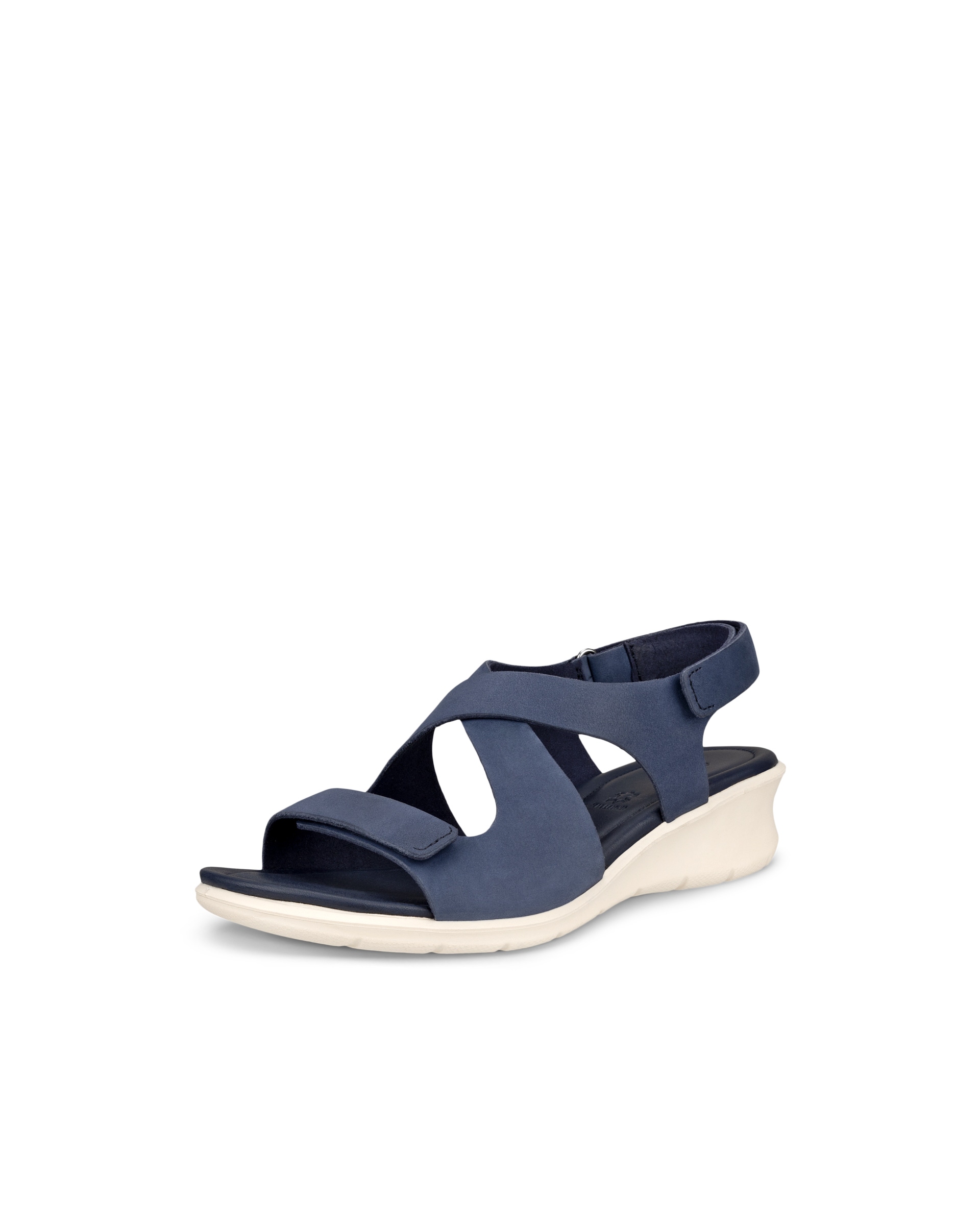 Women's ECCO® Felicia Leather Wedge Sandal - Blue - Main