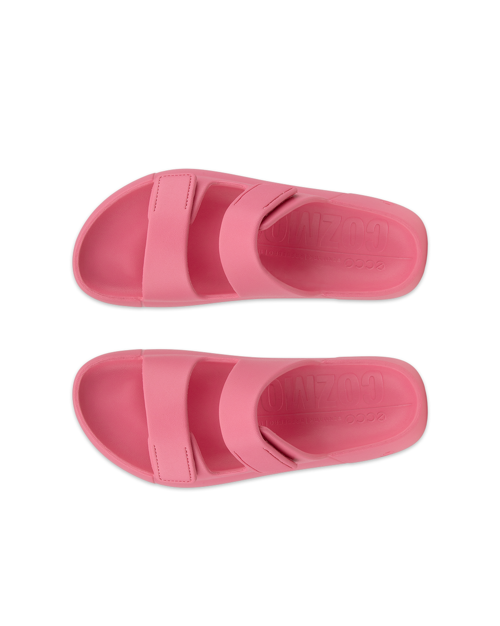 Unisex ECCO® Cozmo E Two Strap Sandal - Pink - Top left pair