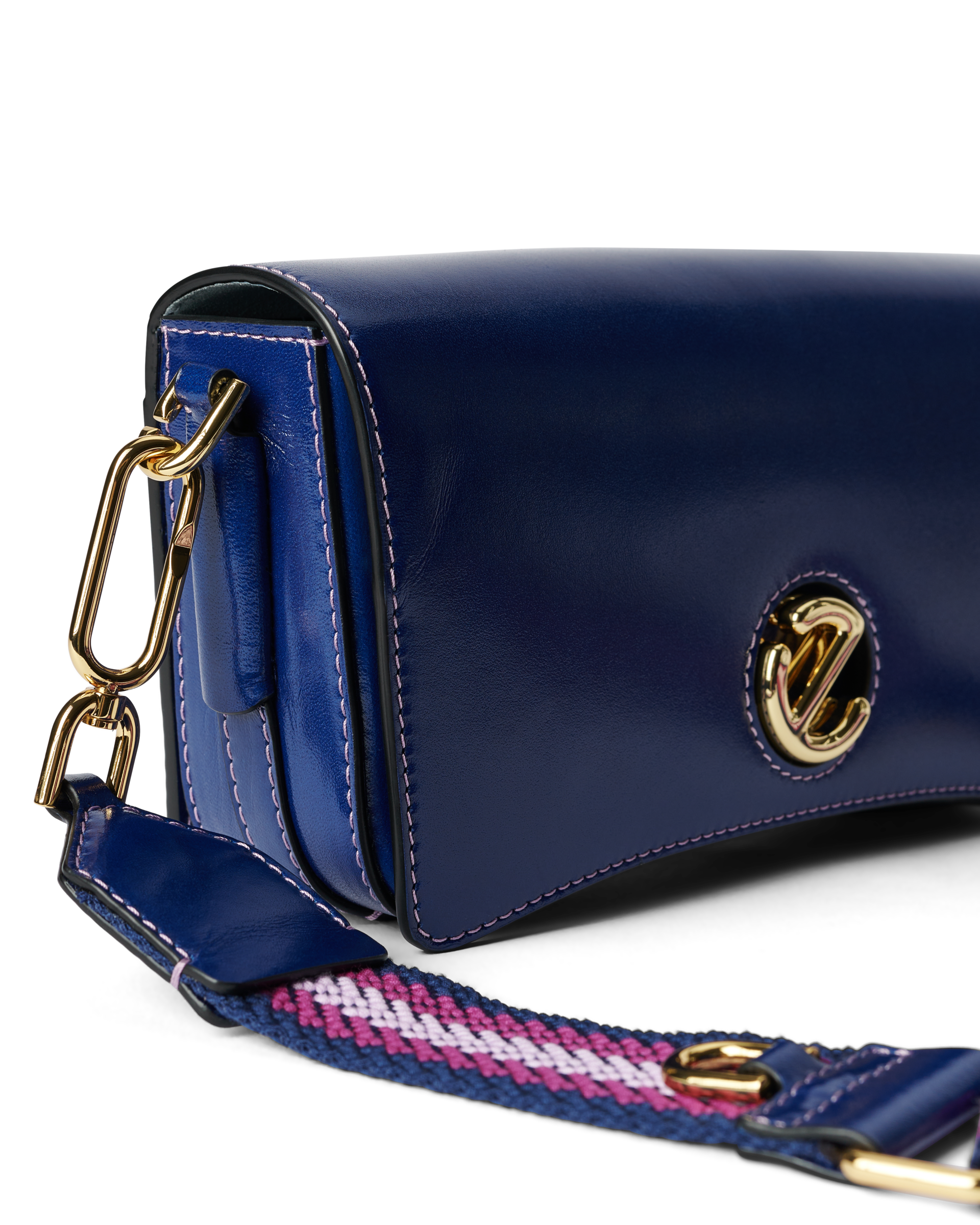 ECCO® Lock Wave Medium Pinch Leather Crossbody Bag - Blue - Detail-2