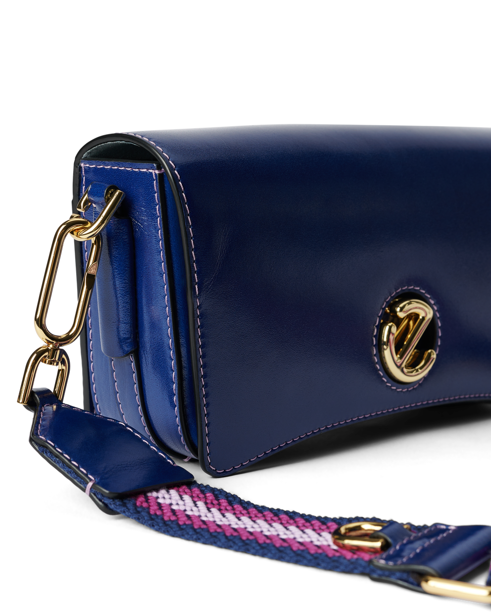 ECCO® Lock Wave Medium Pinch Leather Crossbody Bag - Blue - Detail-2