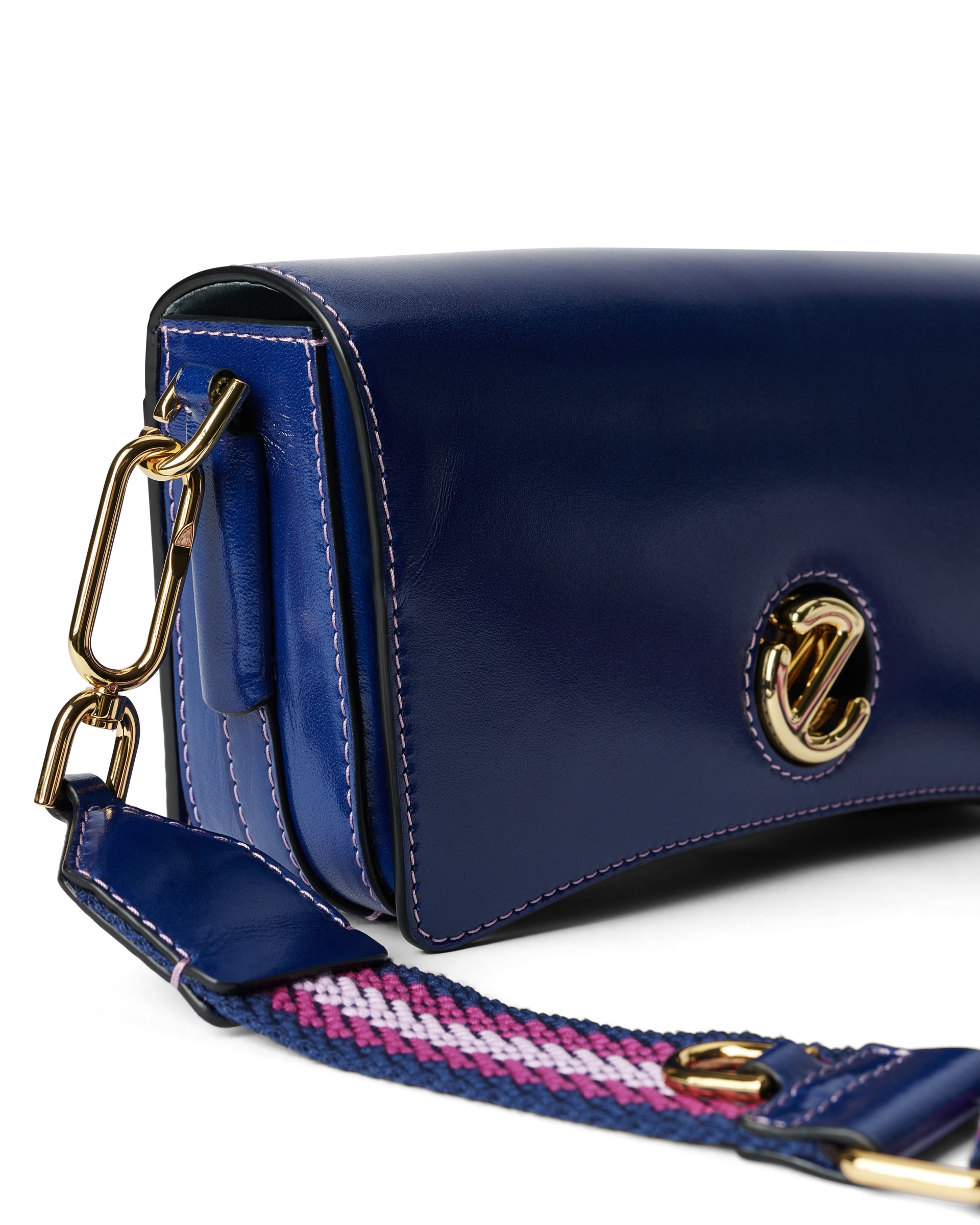 ECCO® Lock Wave Medium Pinch Leather Crossbody Bag - Blue - Detail-2