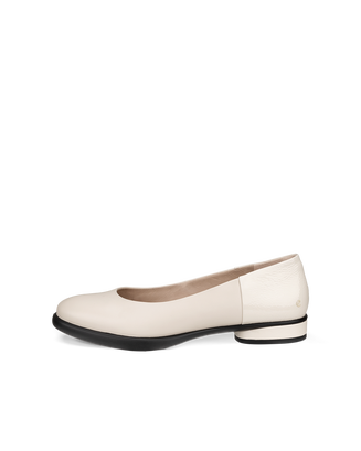 Women's ECCO® Sculpted LX Leather Ballerina - Beige - Outside