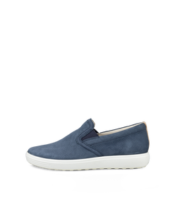 Women's ECCO® Soft 7 Leather Slip-On - Blue - Outside