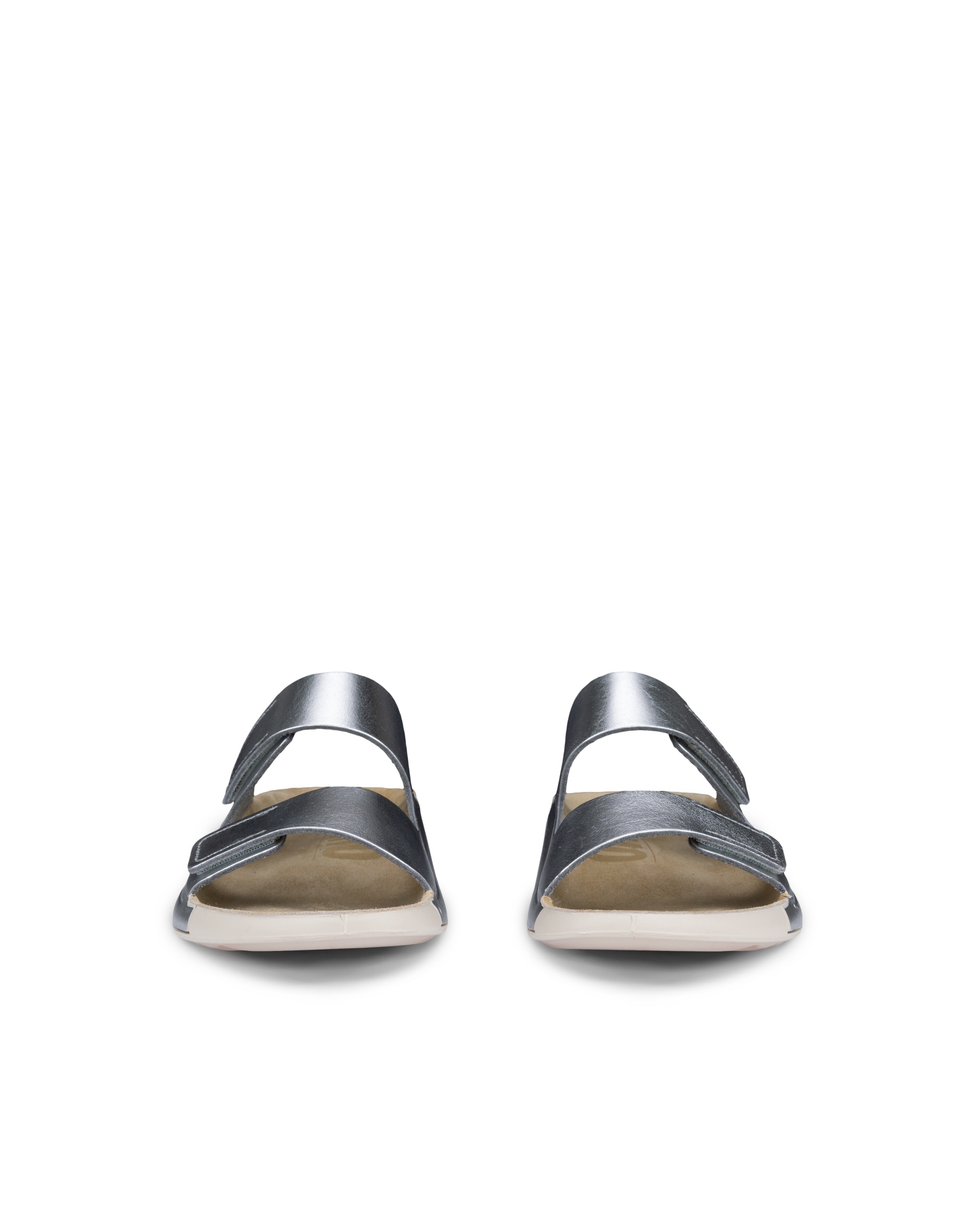 Women's ECCO® Cozmo Leather Two-Strap Sandal - Metallics - Front pair