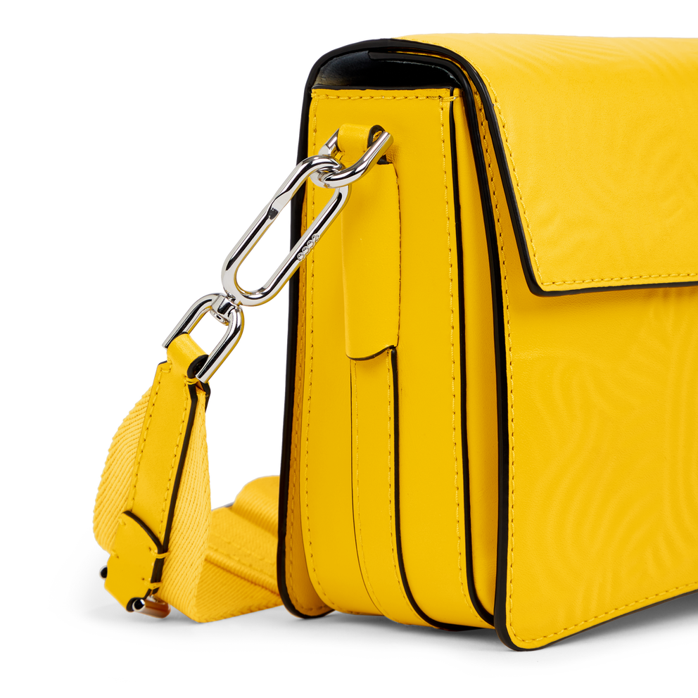 ECCO® Pinch Full Size Finger Print Leather Crossbody Bag - Yellow - Detail-2