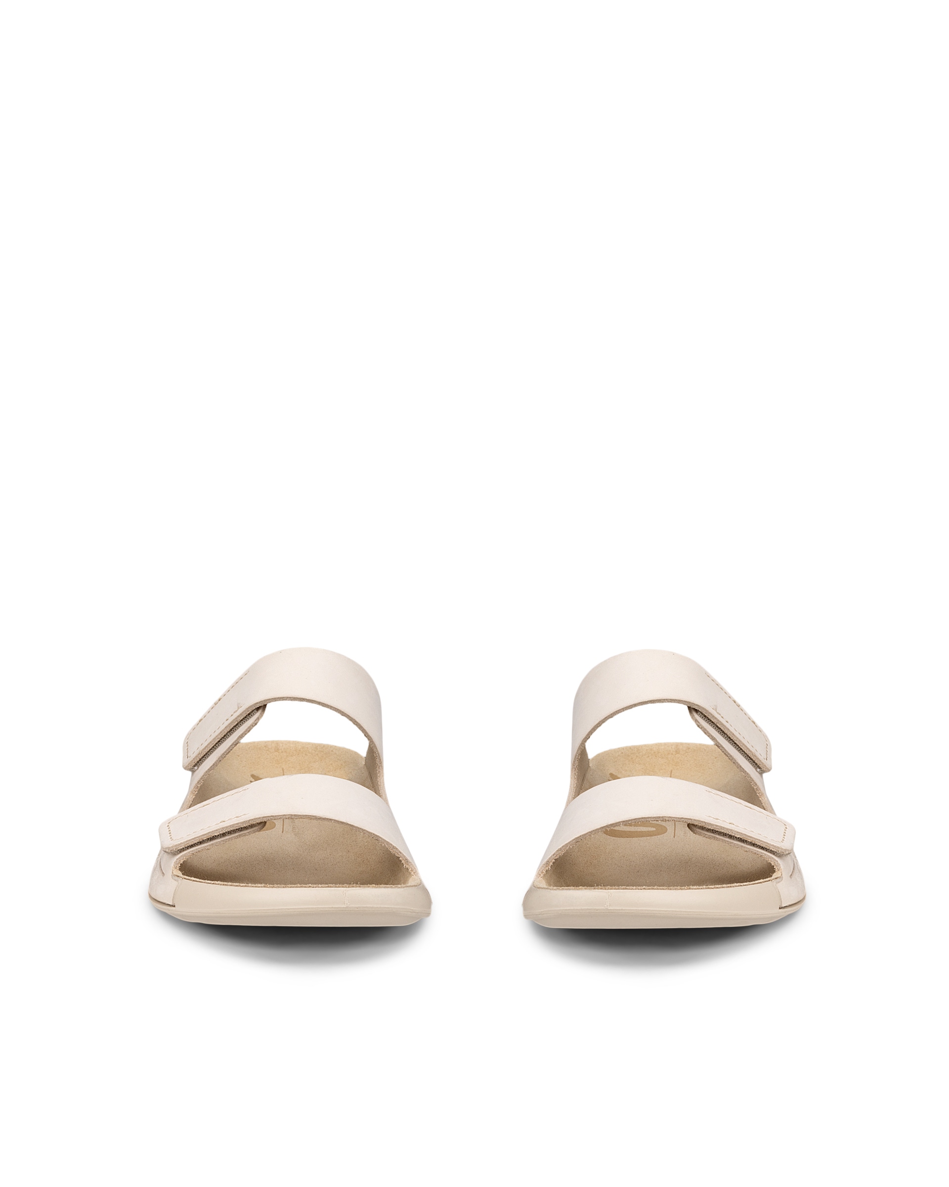 Women's ECCO® Cozmo Nubuck Two Strap Sandal - Beige - Front pair