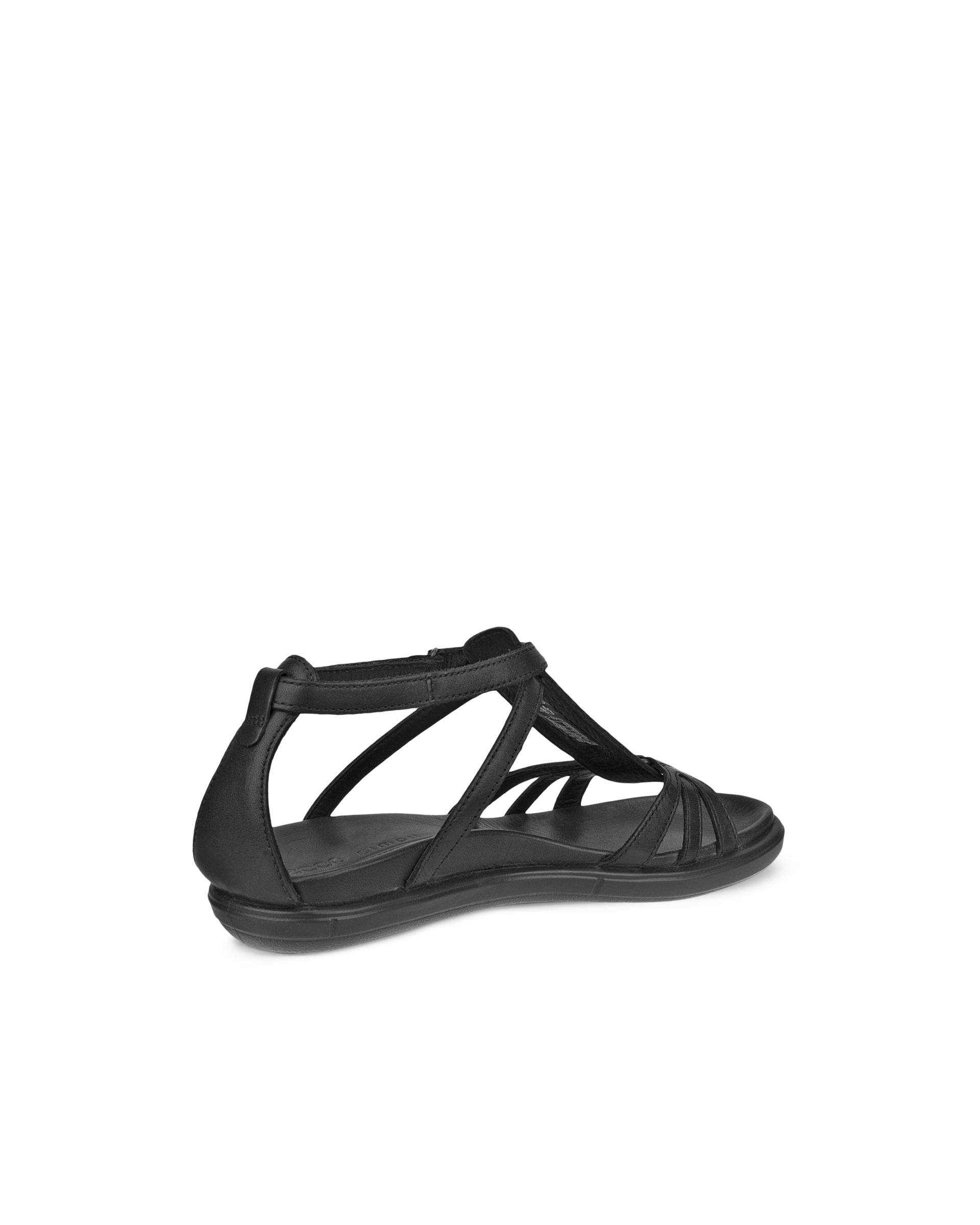 Women's ECCO® Simpil Leather Flat Sandal - Black - Back