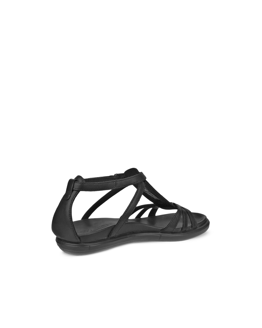 Women's ECCO® Simpil Leather Flat Sandal - Black - Back