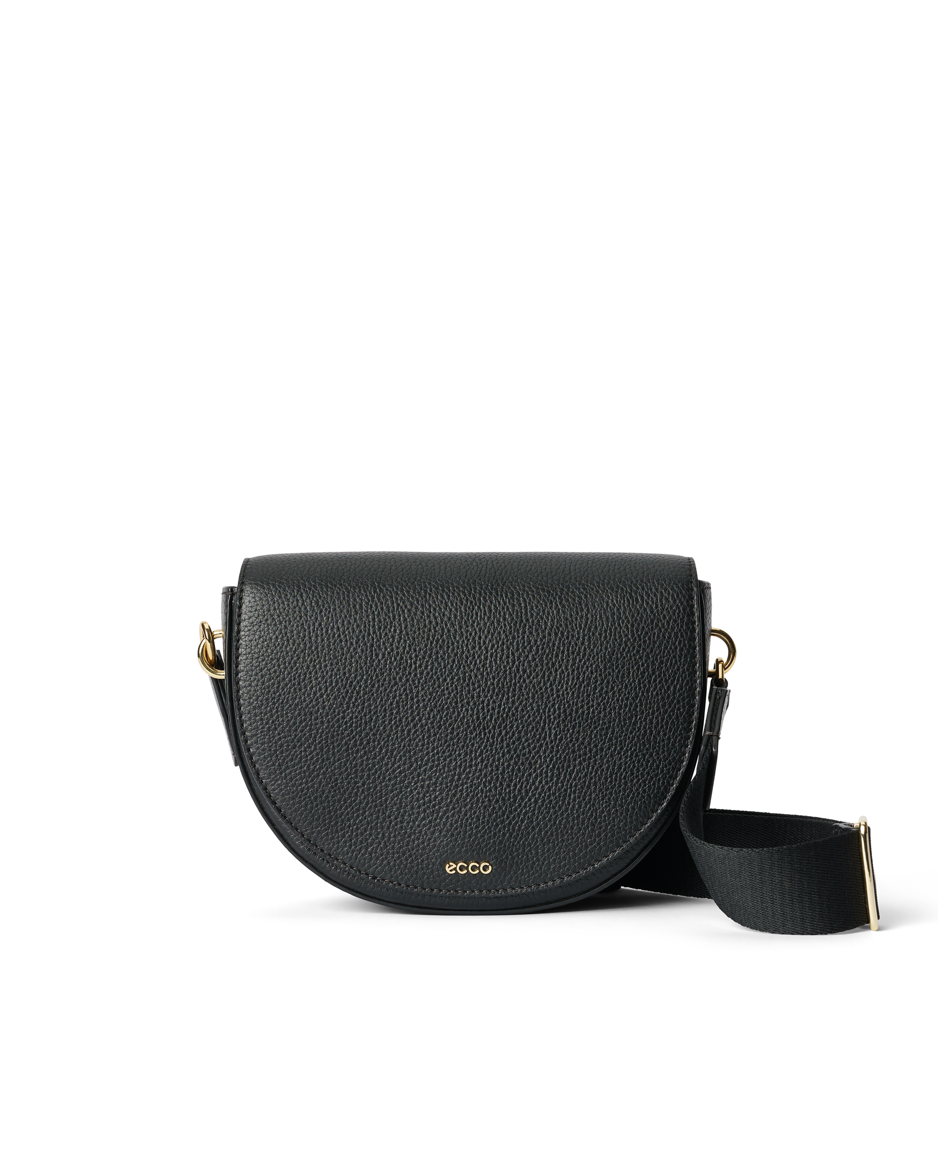 ECCO® Saddle Pebbled Leather Saddle Bag - Black - Main