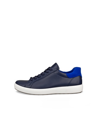 Men's ECCO® Soft 7 Leather Slip-In Sneaker - Blue - Outside