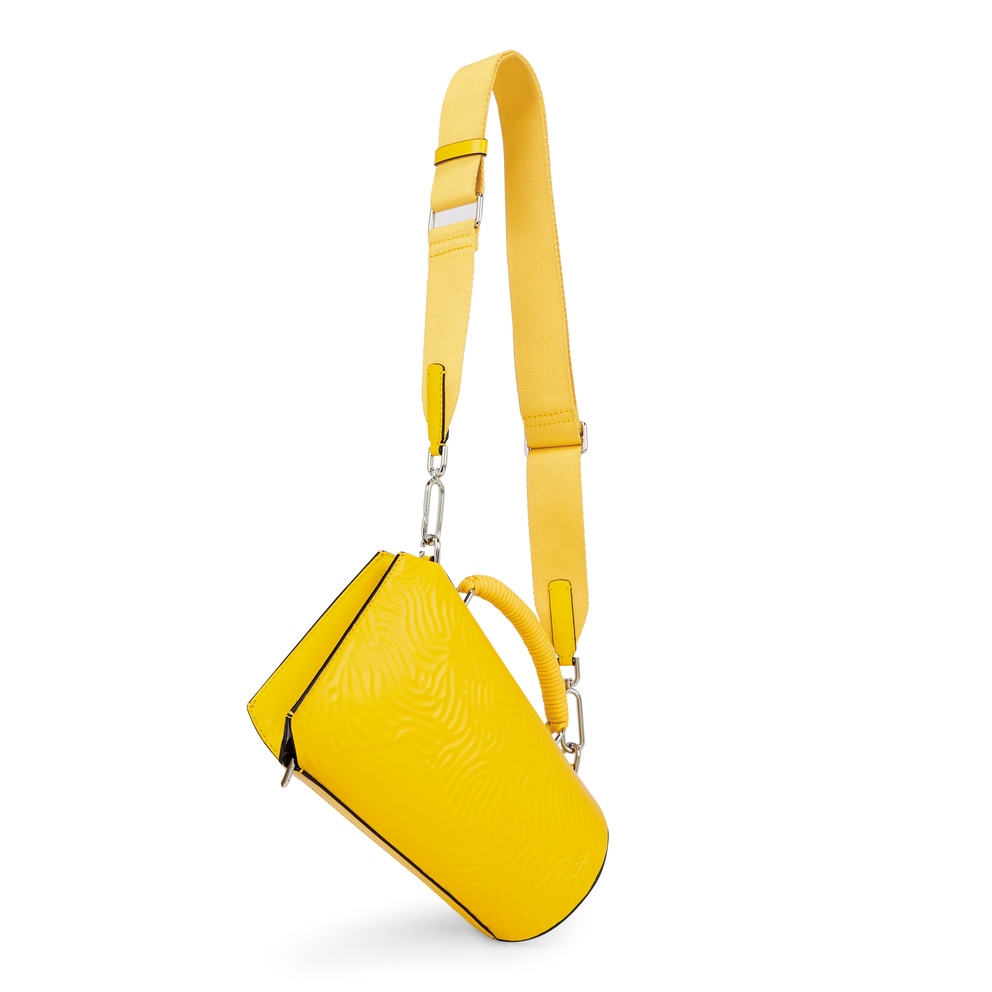 ECCO® Fingerprint Oversized Pot Leather Crossbody Bag - Yellow - Main