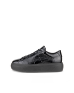 Women's ECCO® Street Platform Leather Sneaker - Black - Outside