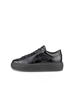 Women's ECCO® Street Platform Leather Sneaker - Black - Outside