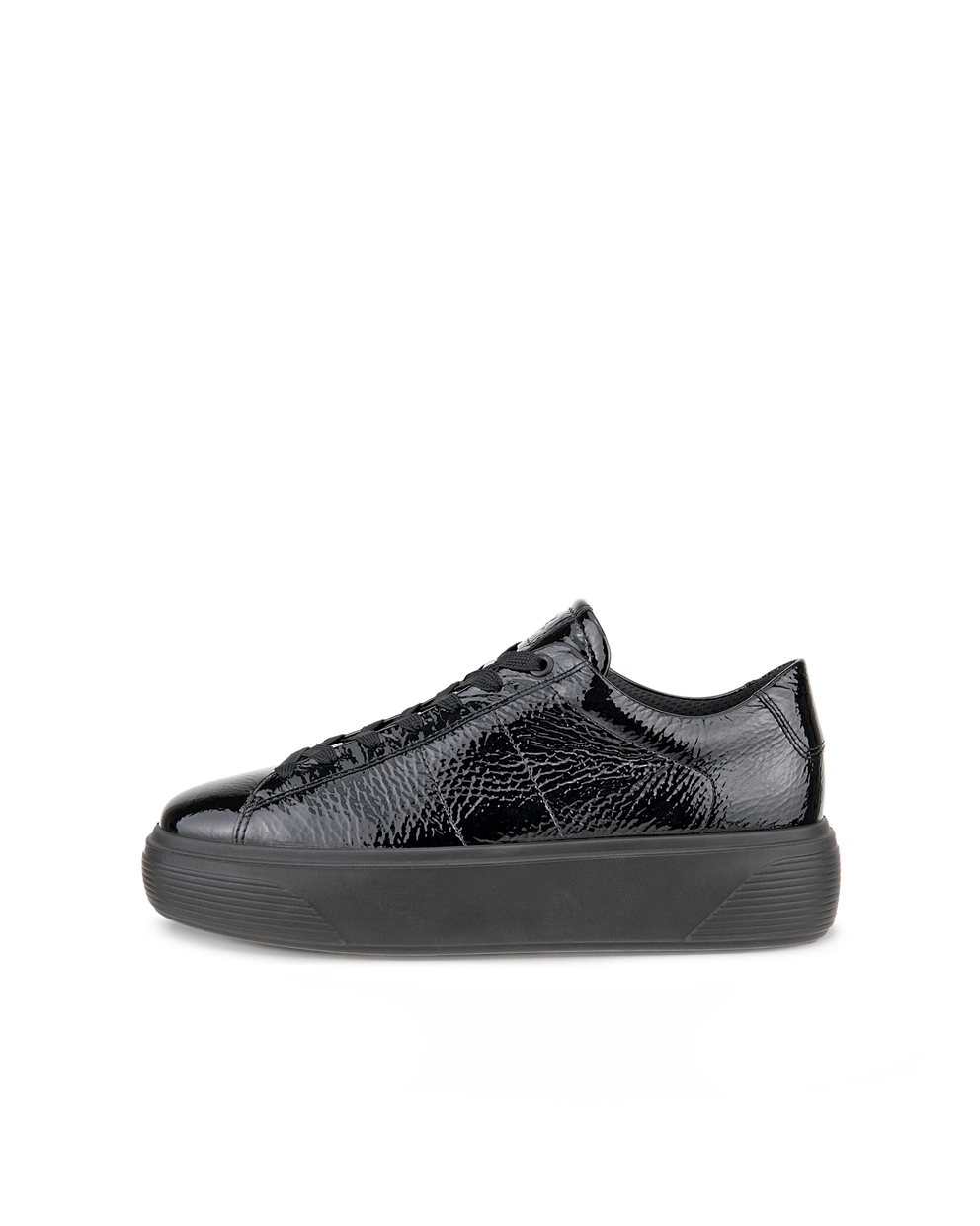 Women's ECCO® Street Platform Leather Sneaker - Black - Outside