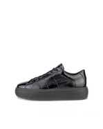 Women's ECCO® Street Platform Leather Sneaker - Black - Outside