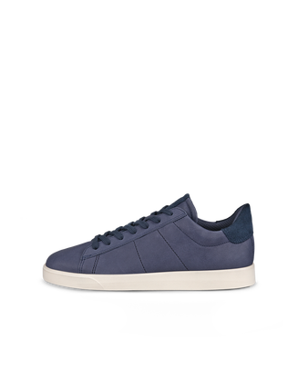 Men's ECCO® Street Lite Leather Sneaker - Blue - Outside