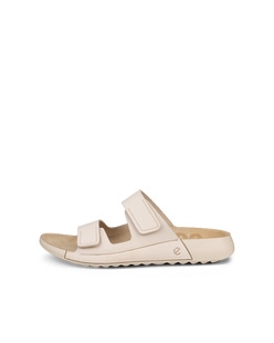 Women's ECCO® Cozmo Leather Two Strap Sandal - Beige - Outside