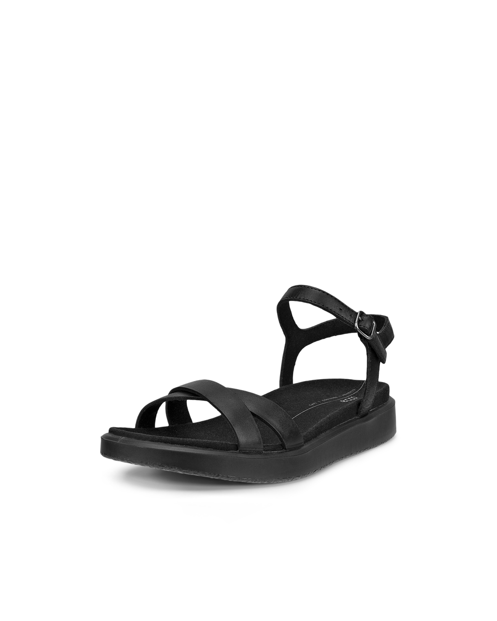 Women's ECCO® Yuma Nubuck Flat Sandal - Black - Main