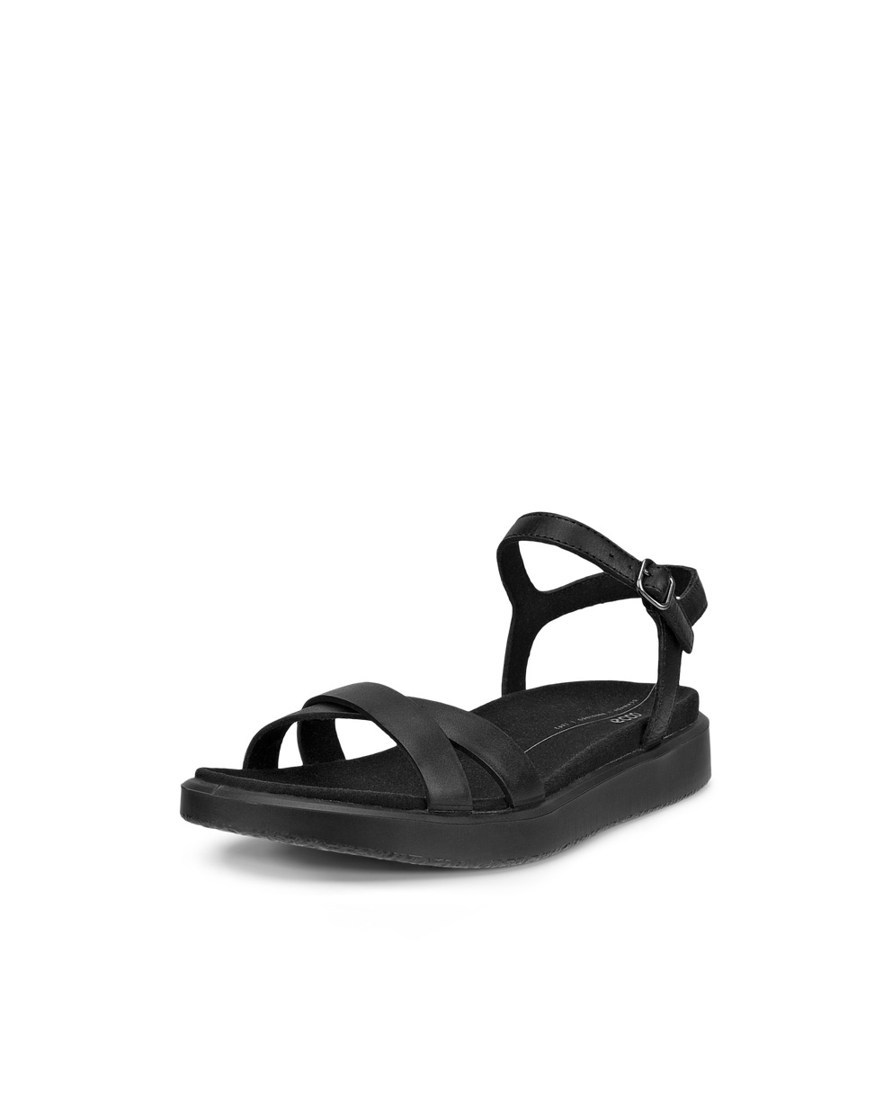 Women's ECCO® Yuma Nubuck Flat Sandal - Black - Main