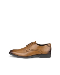 Men's ECCO® Melbourne Leather Derby Shoe - Brown - Outside