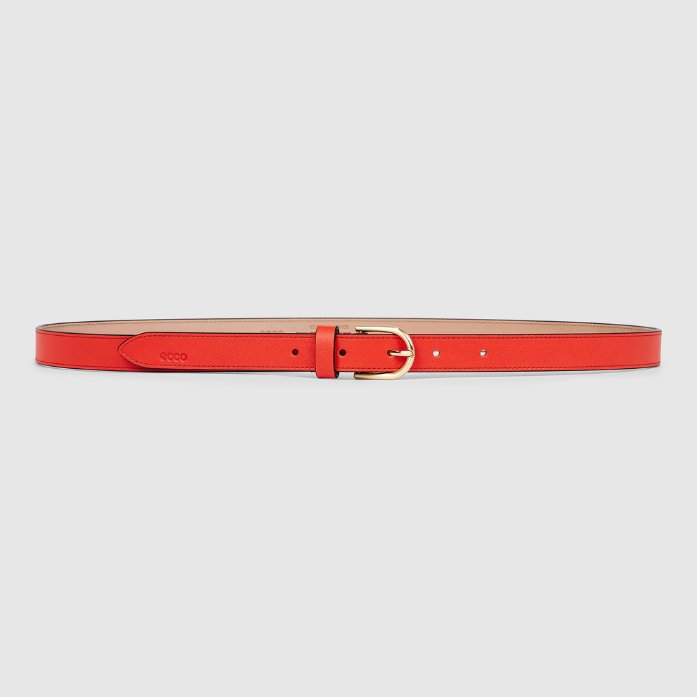 Women's ECCO® Formal Leather Plain Belt - Red - Main