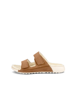 여성용 ECCO Cozmo Sandal 누벅 투 스트랩 샌들 - Brown - Outside