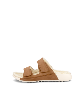 여성용 ECCO Cozmo Sandal 누벅 투 스트랩 샌들 - Brown - Outside