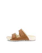 Women's ECCO® Cozmo Sandal Nubuck Two Strap Sandal - Beige - Outside