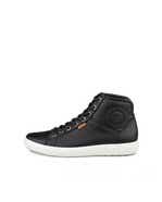 Women's ECCO® Soft 7 Leather High-Top Sneaker - Black - Outside