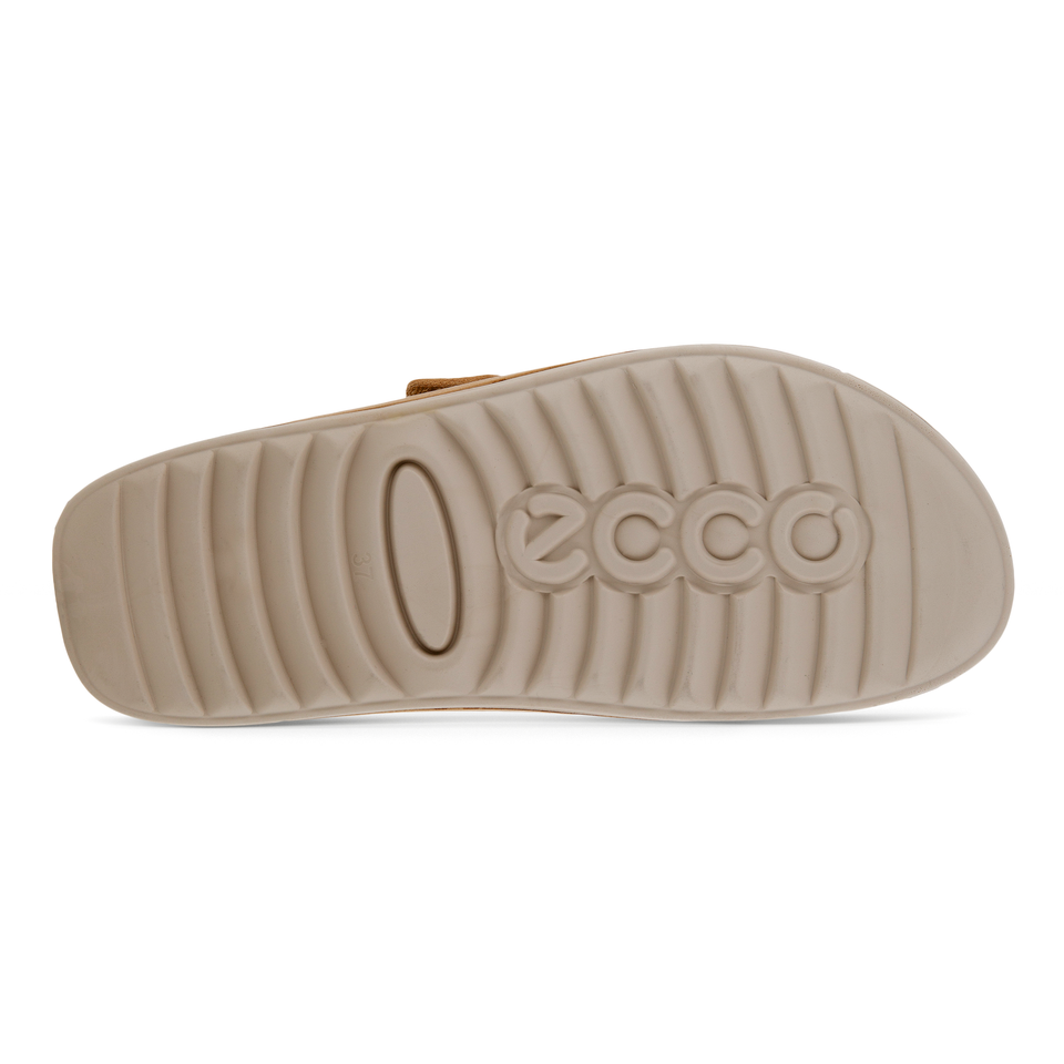 ECCO Women's Cozmo Flat Fluffy Sandals - Beige - Sole