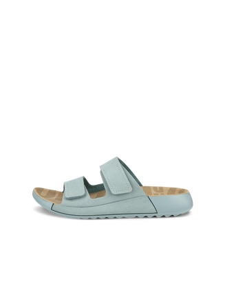 Women's ECCO® Cozmo Nubuck Two Strap Sandal - Green - Outside