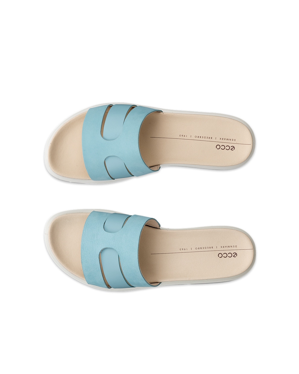 Women's ECCO® Flowt Leather Slide - Blue - Top left pair