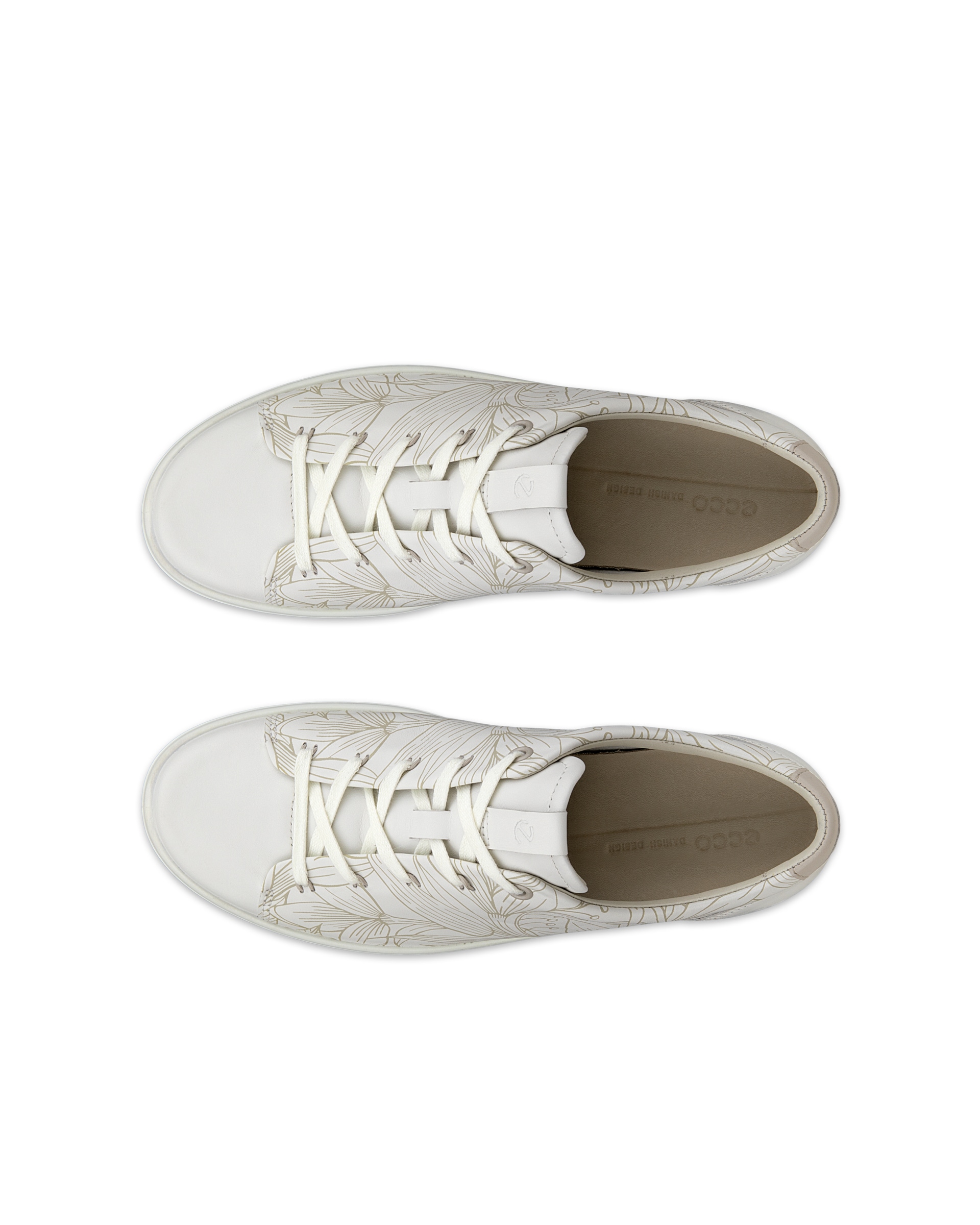 Women's ECCO® Soft 7 Leather Floral Shoe | White Women's ECCO® Soft 7 Leather Floral Shoe | White