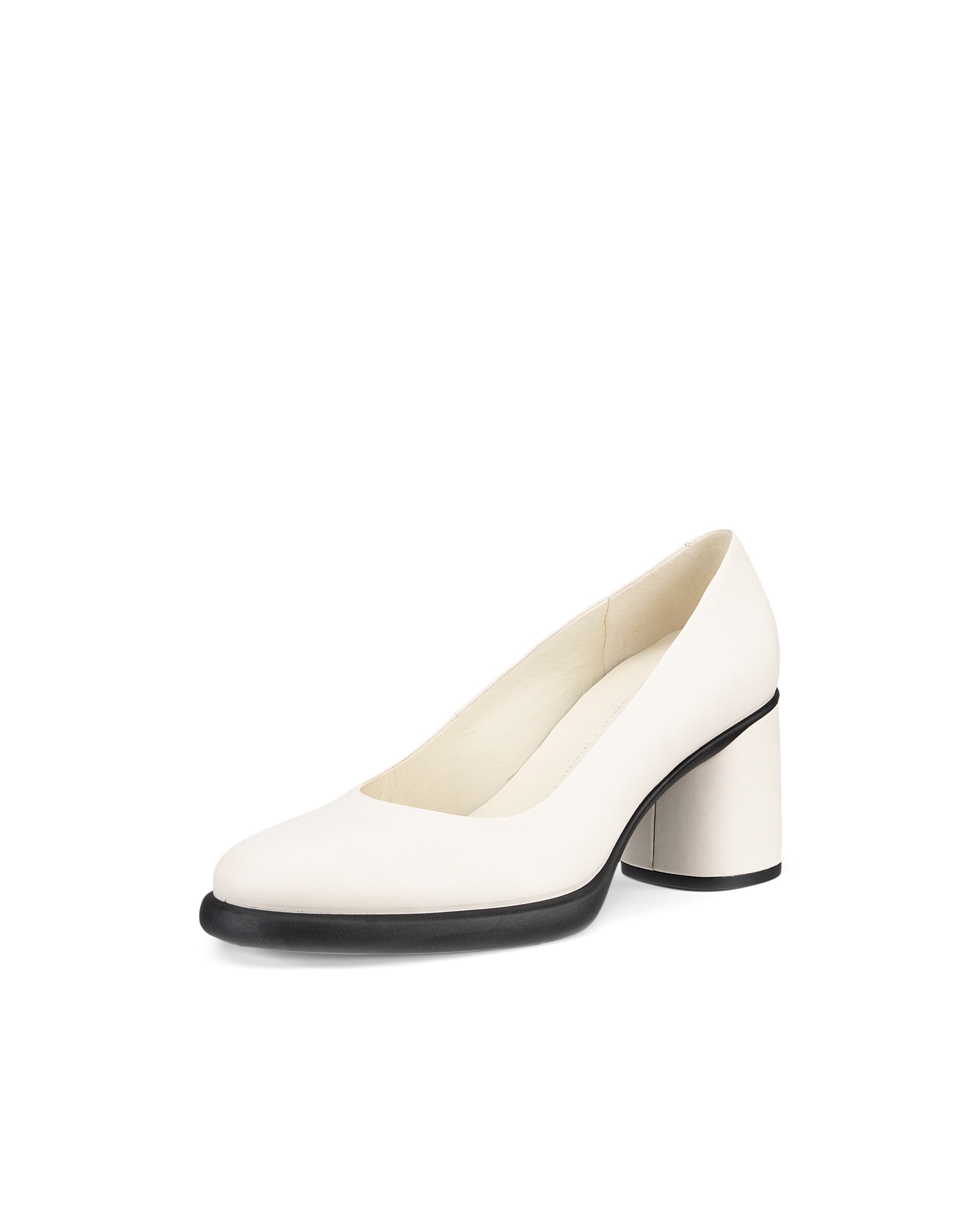 Women's ECCO® Sculpted Lx 55 Leather Block-Heeled Pump - White - Main